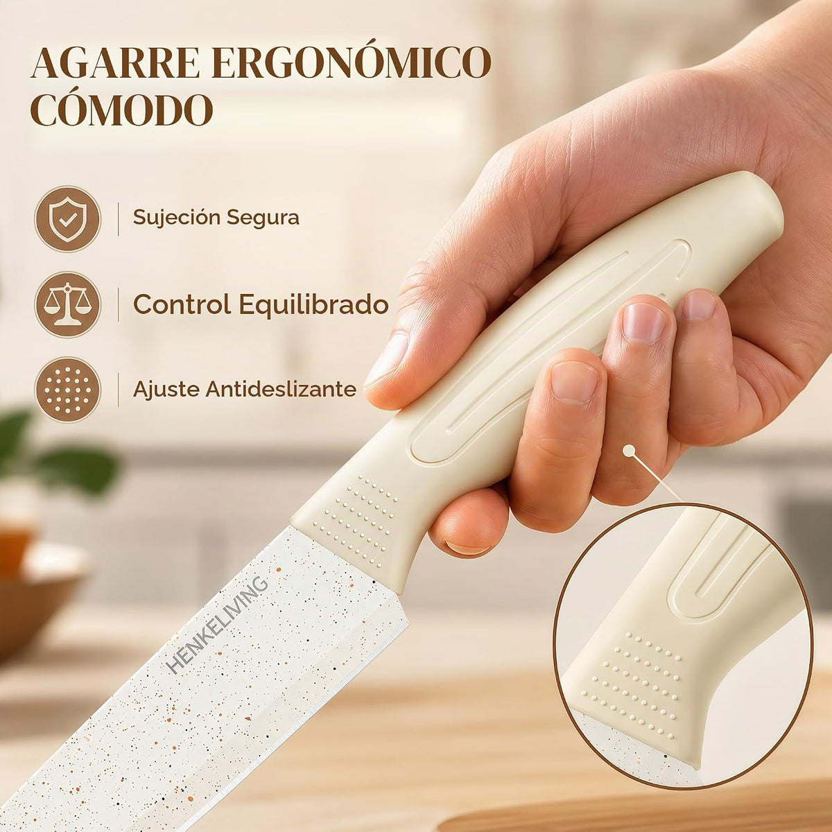 Juego de cuchillos con bloque afilador integrado, apto para lavavajillas