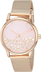 Nine West Reloj de Mujer con Esfera Floral y Brazalete de Malla