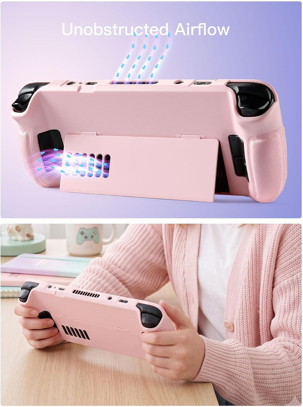 Funda UYIYE para Steam Deck OLED & LCD, Protectora Rosa Divertida con Soporte