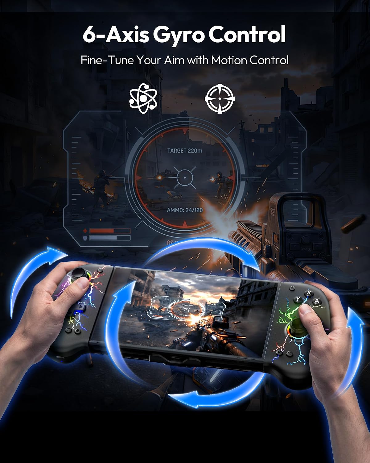 VOYEE controles Switch para Switch/OLED, con Joystick de efecto Hall negro