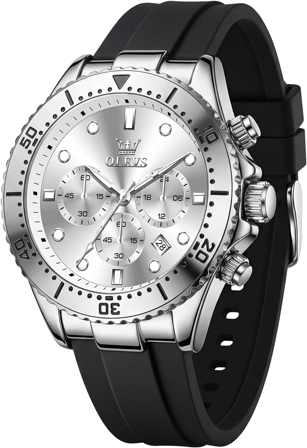 OLEVS Relojes para hombres con correa negra, Reloj cronógrafo profesional para hombres