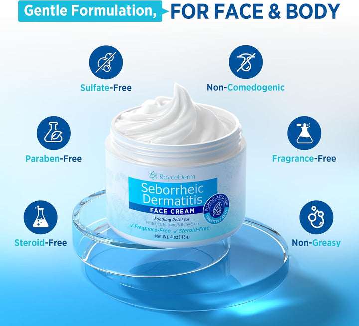 Roycederm Crema facial para dermatitis seborreica y psoriasis, hidr...