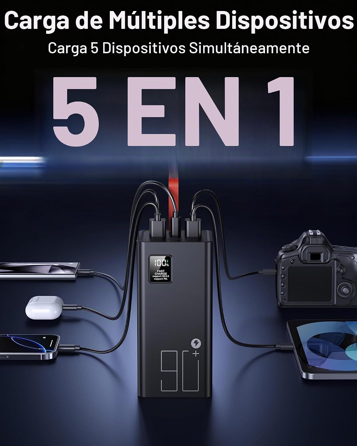 Relliphent Cargador portátil de 90000 mAh, 30 W PD QC 3.0 cargador...
