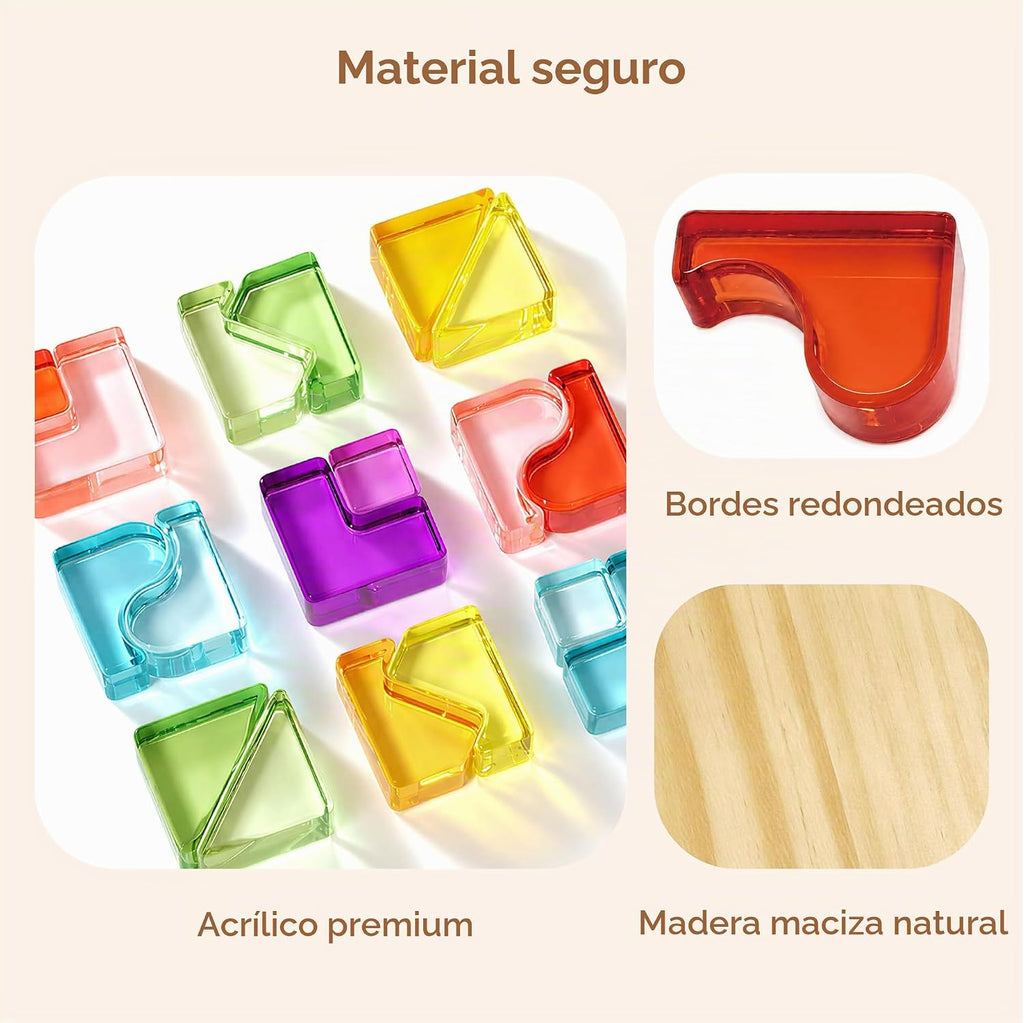 Bloques de construcción arcoíris para niños, juguetes Montessori de bloques