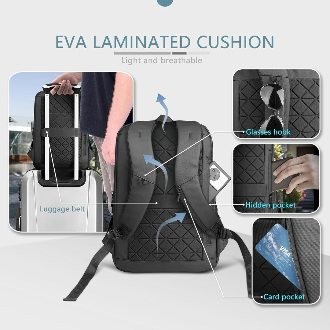 hk Mochila para laptop para hombre con puerto de carga USB resisten...