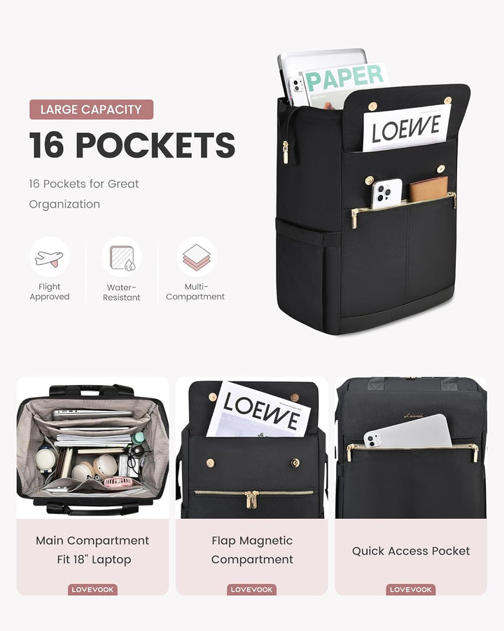 LOVEVOOK Mochila para laptop para mujeres, mochila de trabajo conve...