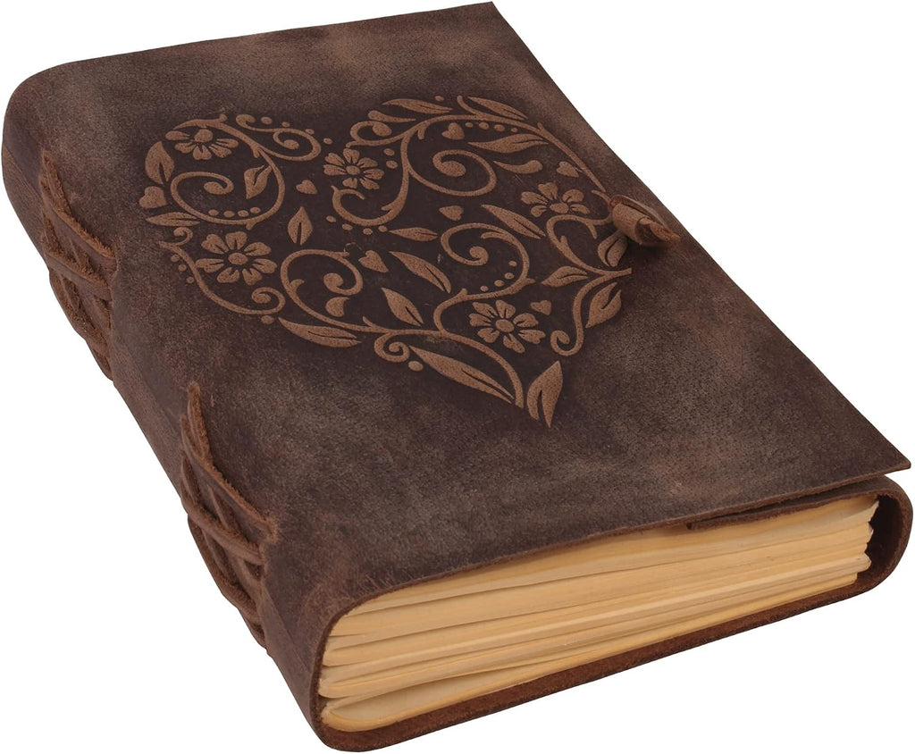 moonster Diario de cuero para mujeres con patrón de corazón, cuadernos con líneas de 7 x 5 pulgadas, cuadernos pequeños con líneas, papel kraft de 400 páginas, cuaderno de papel con líneas, regalos