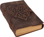 moonster Diario de cuero para mujeres con patrón de corazón, cuadernos con líneas de 7 x 5 pulgadas, cuadernos pequeños con líneas, papel kraft de 400 páginas, cuaderno de papel con líneas, regalos