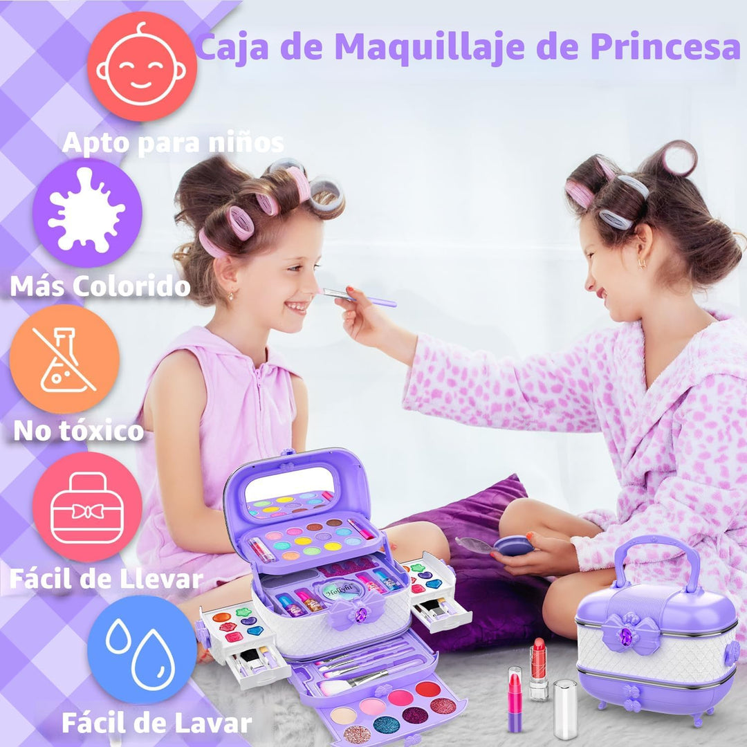 Hollyhi 58 piezas de kit de maquillaje para niñas, juguetes de prin...