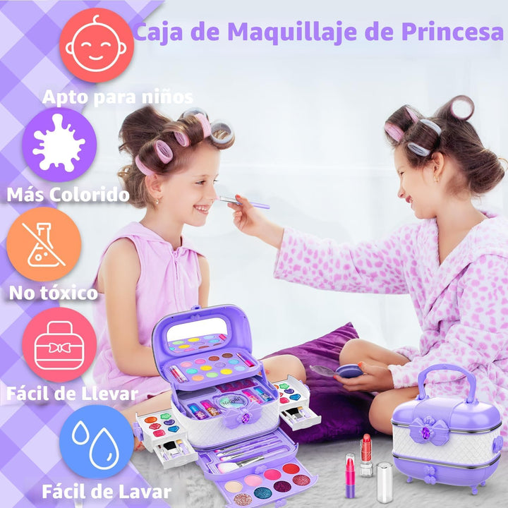 Hollyhi 58 piezas de kit de maquillaje para niñas, juguetes de prin...