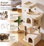 Globlazer Cat Tree Tower 2 Condo Kitten Scratching Post, F54, Beige