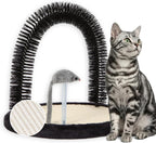 Rascador Automático para Gatos, Cepillo de Arco con Almohadilla de Sisal Tejido Resistente, Poste de Frotación y Juguete de Catnip, Rascadores para la Cara y Cuerpo del Gato, Rascadores