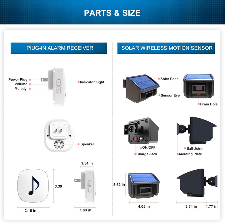 Htzsafe Sistema de alarma solar para entrada de vehículos