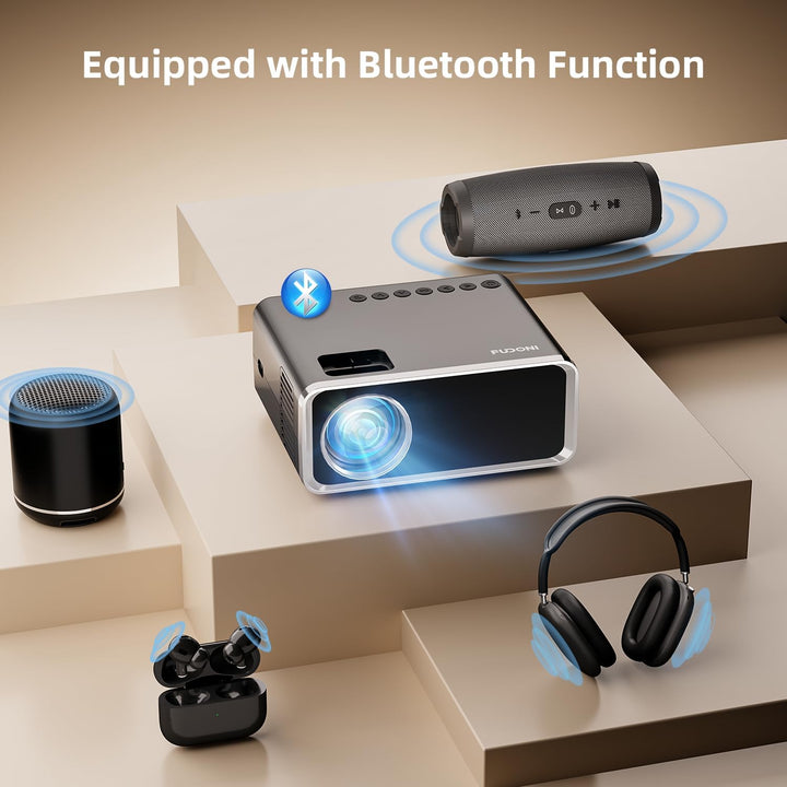 FUDONI Proyector con WiFi y Bluetooth 4K compatible, proyectores de...