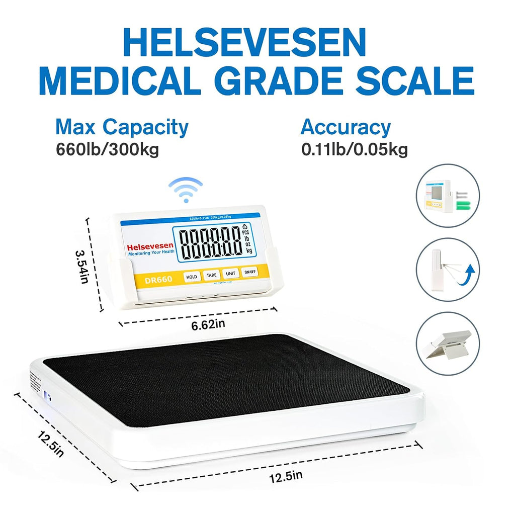Helsevesen Báscula bariátrica médica profesional, 660 lb/300 kg