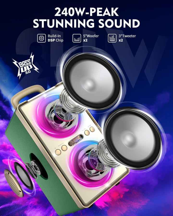 YIER Altavoz Bluetooth, altavoz de fiesta de pico de 240 W con grav...