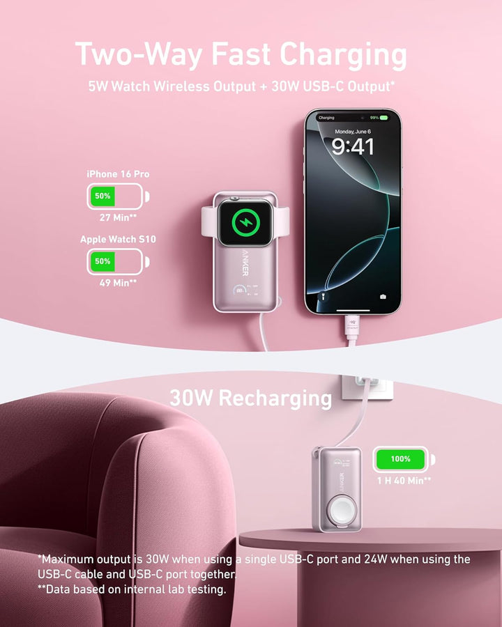 Anker MagGo Power Bank para Apple Watch, Batería Compacta Certifica...