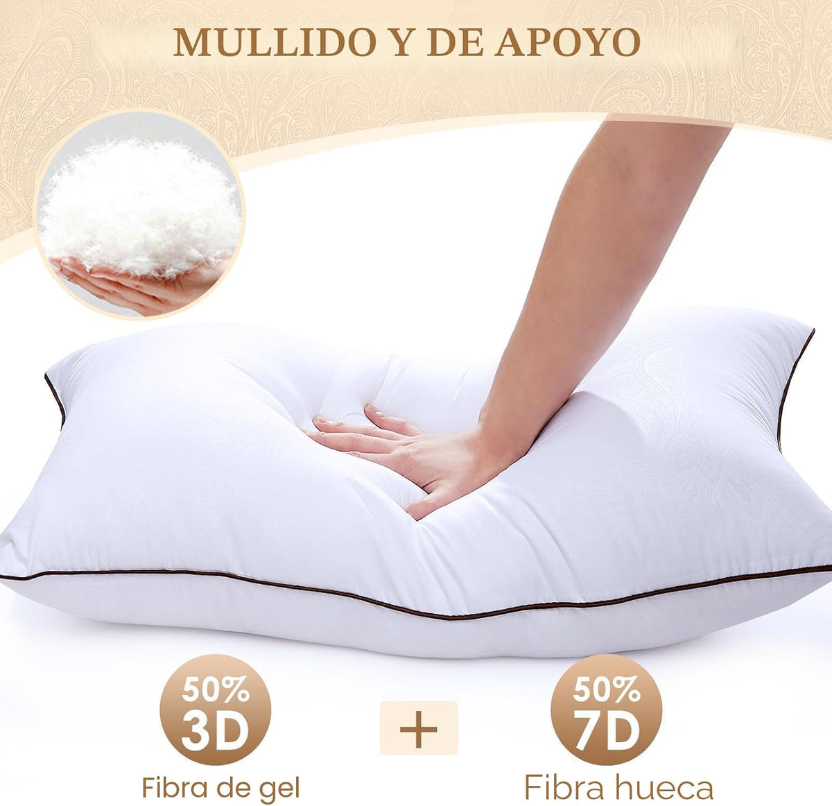 HUXMEYSON - Juego de 4 almohadas tamaño King, juego de almohadas de cama de lujo de hotel con relleno alternativo de plumón para personas que duermen de lado o de espaldas