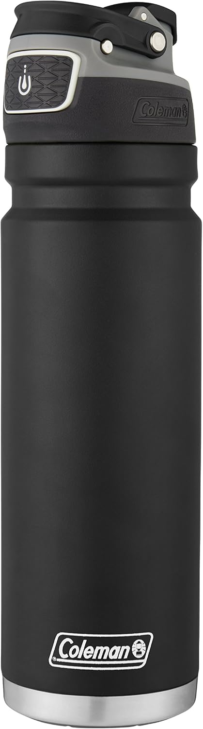 Coleman Autoseal FreeFlow - Botella de agua de acero inoxidable, color negro, 24 onzas