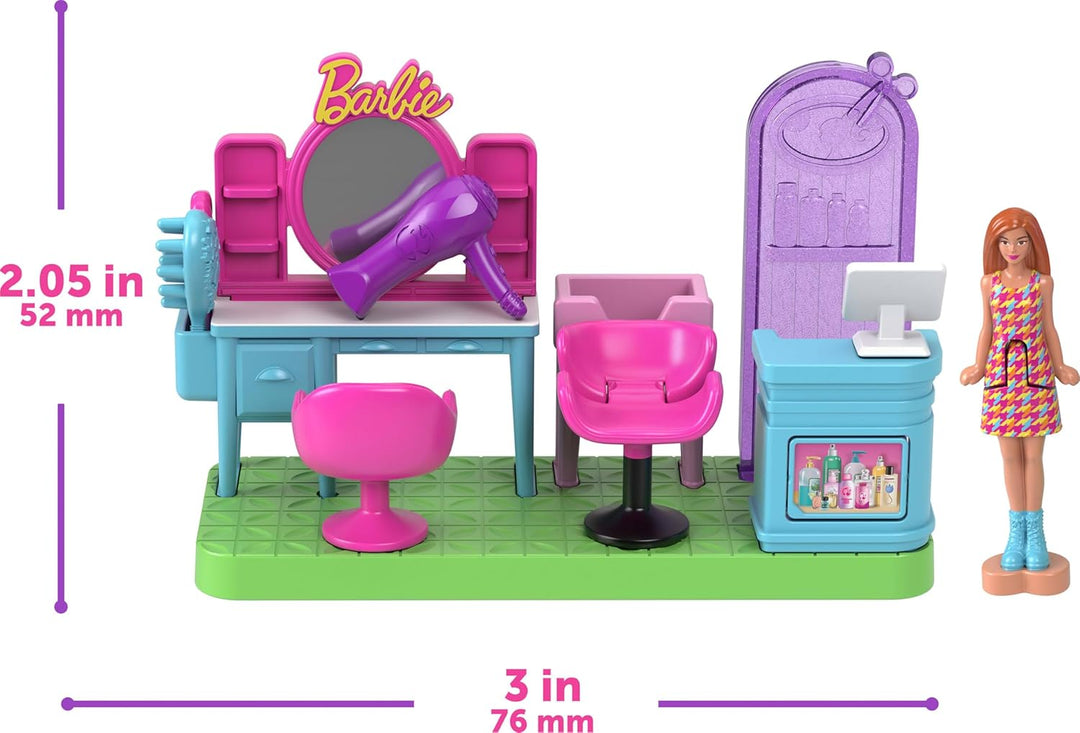 Barbie Mini Land DreamHouse y 3 juegos con 4 muñecas de 1.5 pulgada...