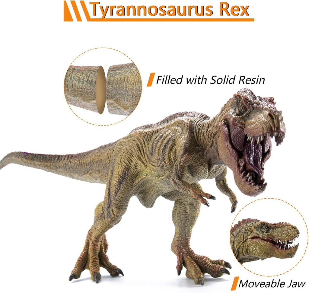 Juego de 2 piezas de dinosaurios, tiranosaurio Rex grande de 15.7 pulgadas y T-rex realista de 12.2 pulgadas, figura de acción de dinosaurio educativa modelo animal de vida silvestre, ideal para coleccionista, recuerdo de fiesta, regalos de cumpleaños