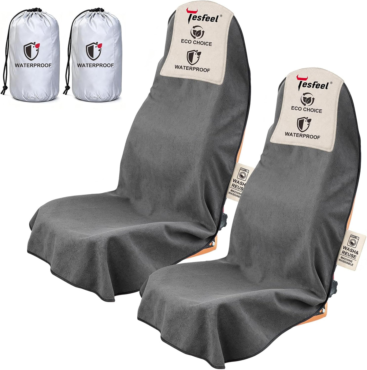 Funda de toalla para asiento de automóvil, gris, impermeable