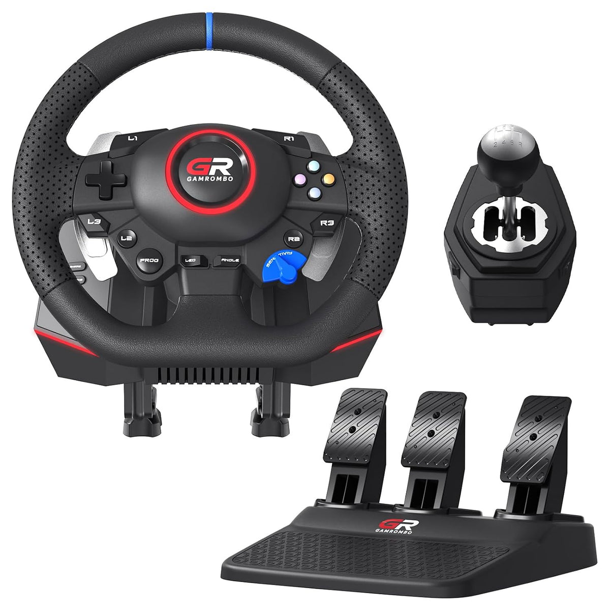 Gamrombo Juego de ruedas de carreras de 11 pulgadas para PS5/PS4/PC