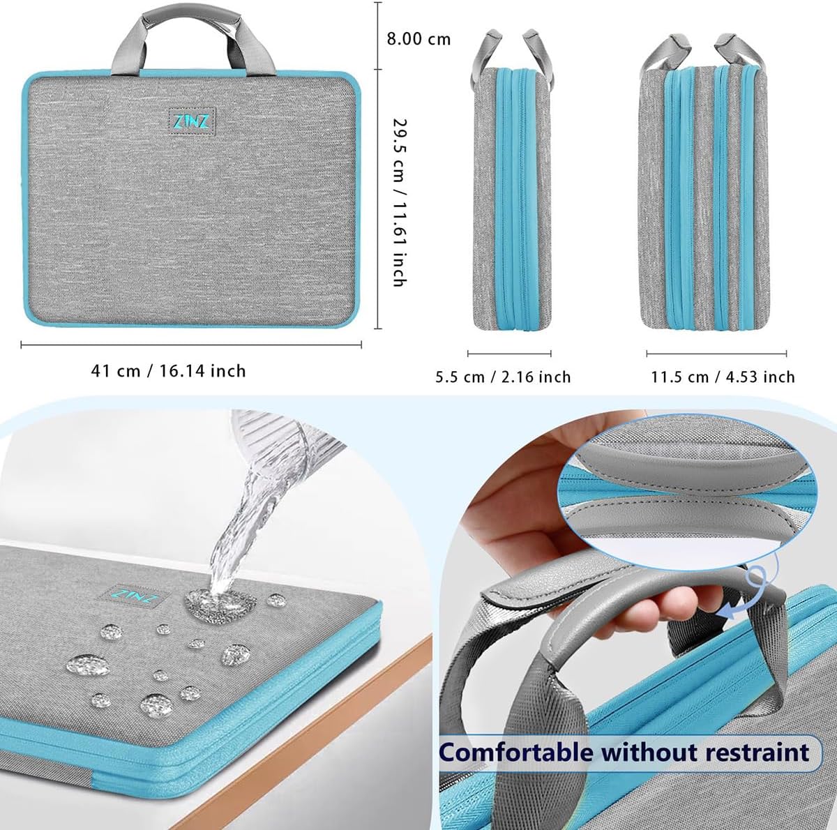 ZINZ G01Y01 - Funda para portátil de 15, 15.6 y 16 pulgadas, bolsa...