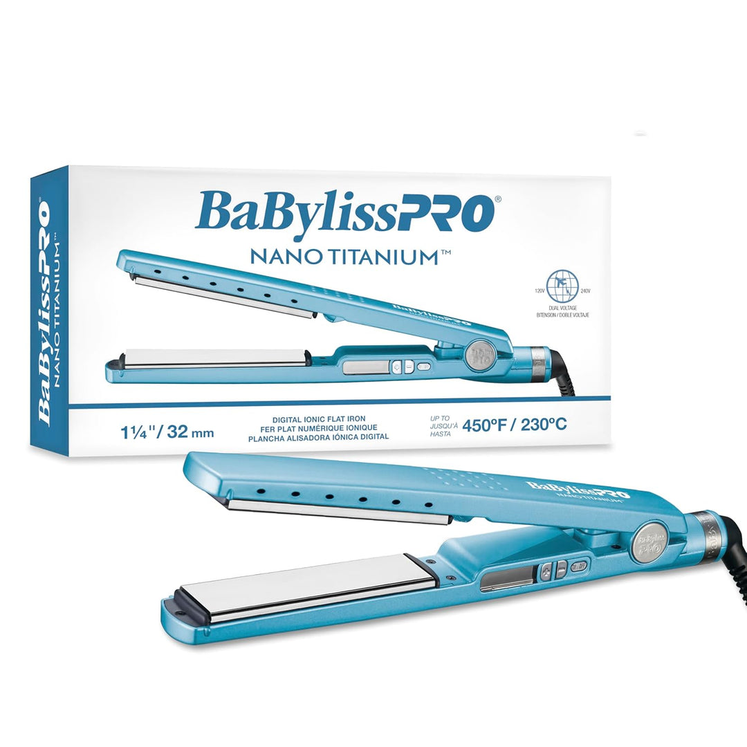 BabylissPRO Nano Titanium Ionic Hair Straightener, Professional Fla...