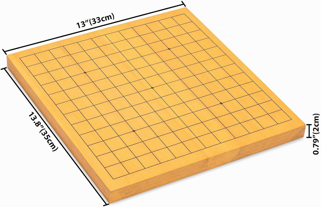 Yellow Mountain Imports Shin Kaya - Juego de mesa reversible para principiantes de 13 x 13 / 9 x 9 pulgadas (0.8 pulgadas) con piedras de melamina convexas dobles, juego de mesa de estrategia clásico (Baduk/Weiqi)