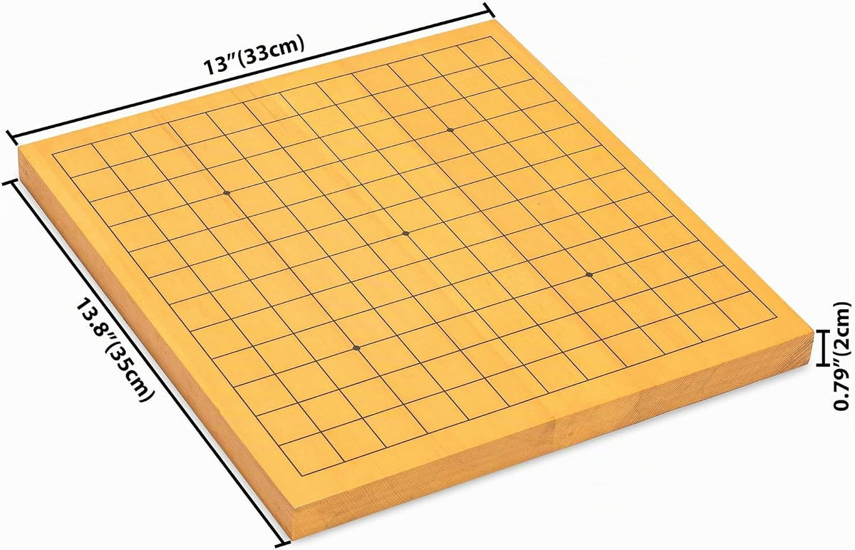 Yellow Mountain Imports Shin Kaya - Juego de mesa reversible para principiantes de 13 x 13 / 9 x 9 pulgadas (0.8 pulgadas) con piedras de melamina convexas dobles, juego de mesa de estrategia clásico (Baduk/Weiqi)