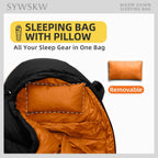 Saco de dormir de plumón con almohada para adultos y adolescentes