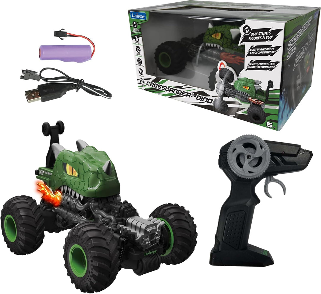 LEXiBOOK, Crosslander Dino, coche de dinosaurio con control remoto,...