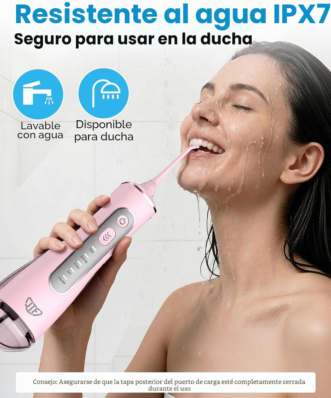 JTF Irrigador bucal portátil para dientes: 3 modos y 10 niveles de...