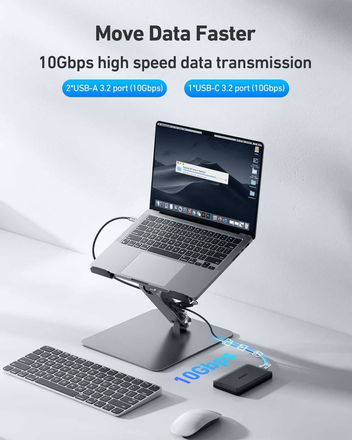 BENFEI Soporte para laptop con estación de acoplamiento USB C 7 en...