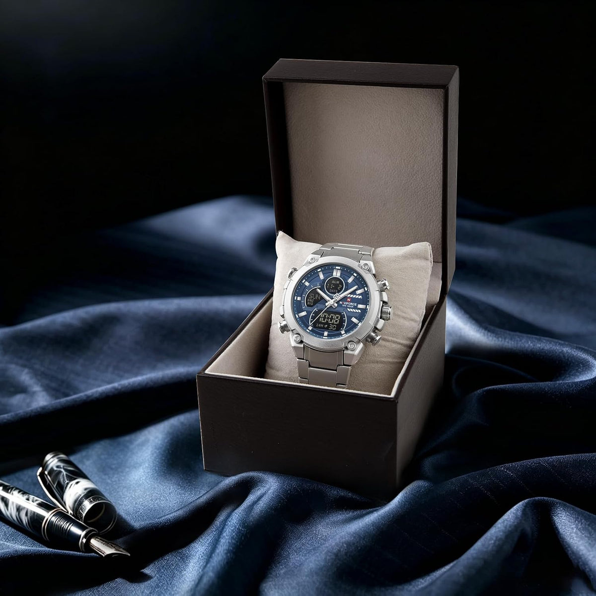 NAVIFORCE Relojes digitales multifunción, reloj analógico impermeable 3ATM para hombres, reloj de pulsera de lujo luminoso, regalo