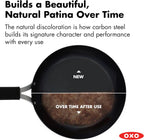 OXO Sartén de acero al carbono de obsidiana de 12 pulgadas, sartén