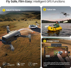 Holy Stone Drone GPS con cámara 4K UHD para adultos principiantes; HS360S 249g Quadcopter RC FPV plegable con rango de control de 10000 pies, motor sin escobillas, sígueme, regreso inteligente a casa
