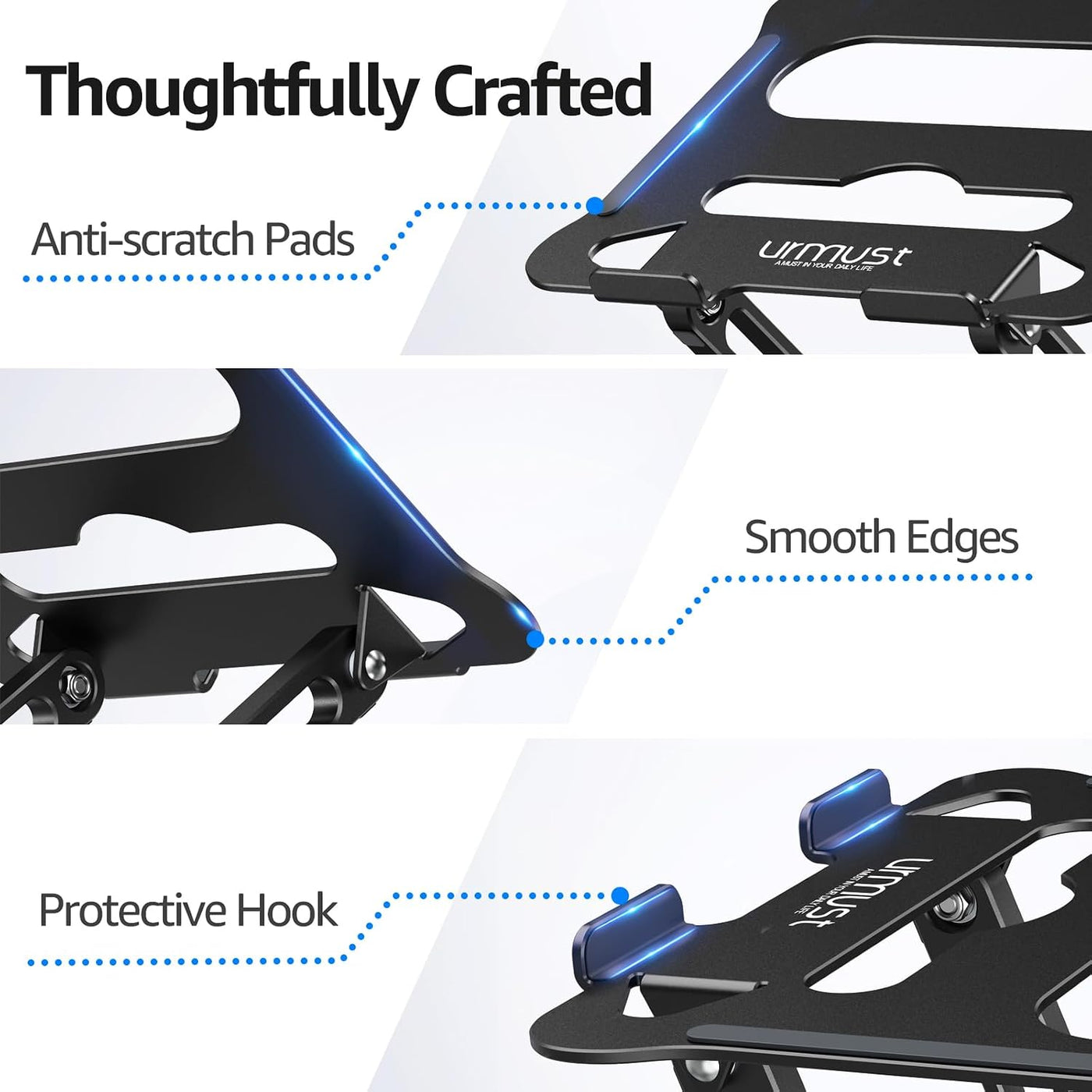 Urmust - Soporte de aluminio ligero para laptop y notebook de hasta...