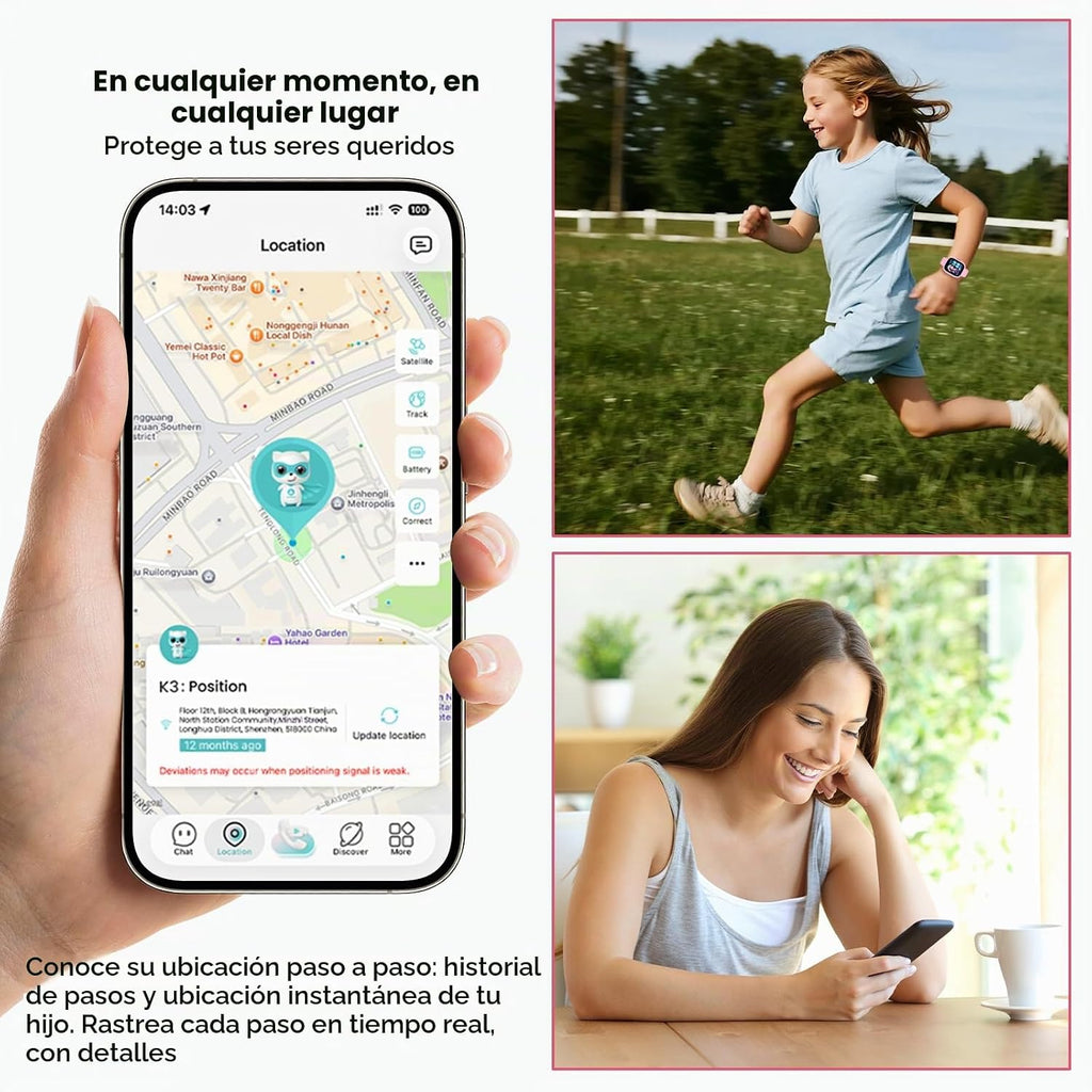 Reloj para niños, reloj inteligente para niños con rastreador GPS, reloj inteligente HD 4G de 1.7 pulgadas con videollamadas, mensajes de texto, aplicación parental, SOS, música, reloj