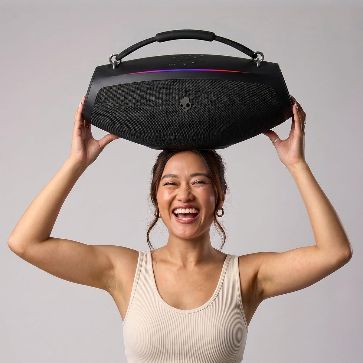 Skullcandy Barrel 2 Bocina Boombox Bluetooth con Luces LED, 12H Batería