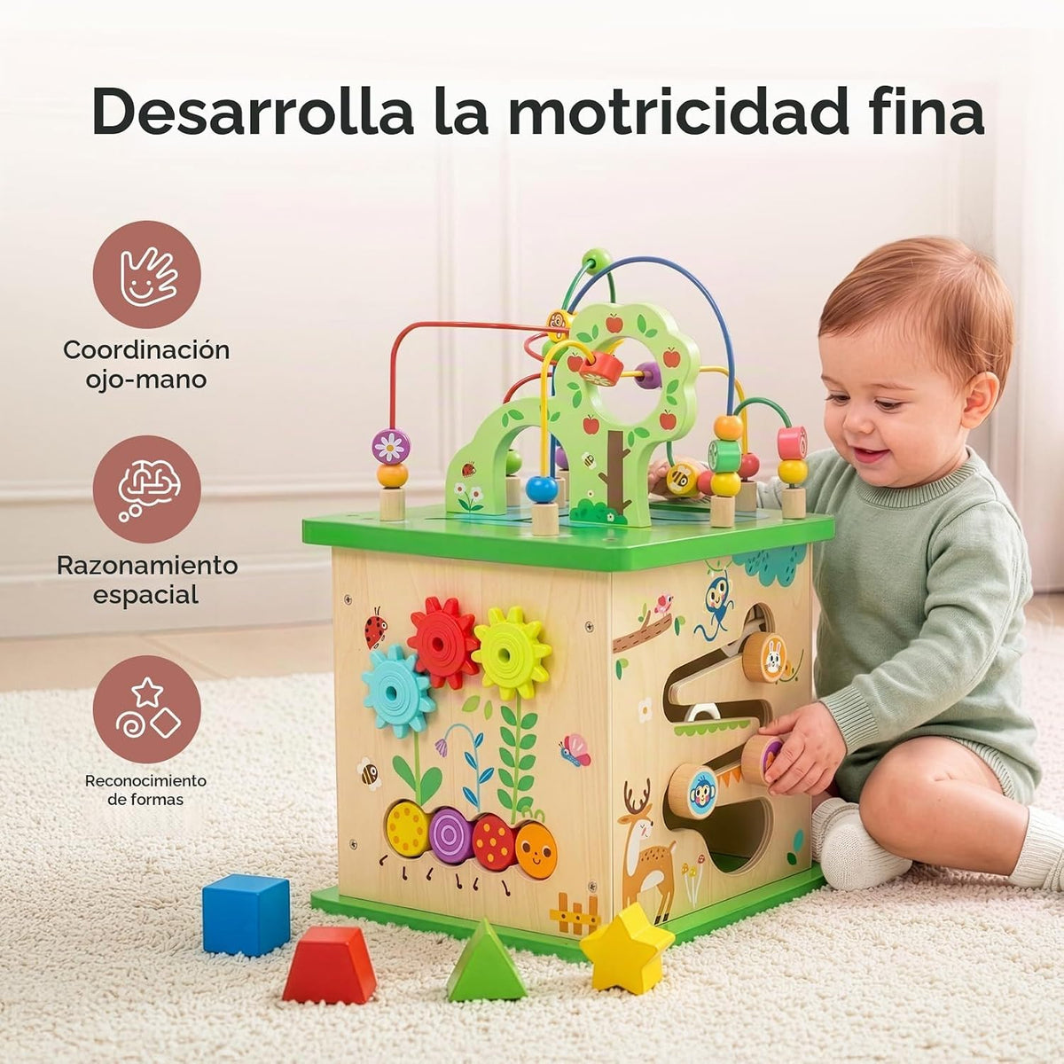 OOOK Cubo de actividades grande 5 en 1, cubo de actividades con temática