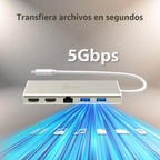 j5create Concentrador USB-C Mini Dock - Tipo C con 2x HDMI, 2x USB 3.0