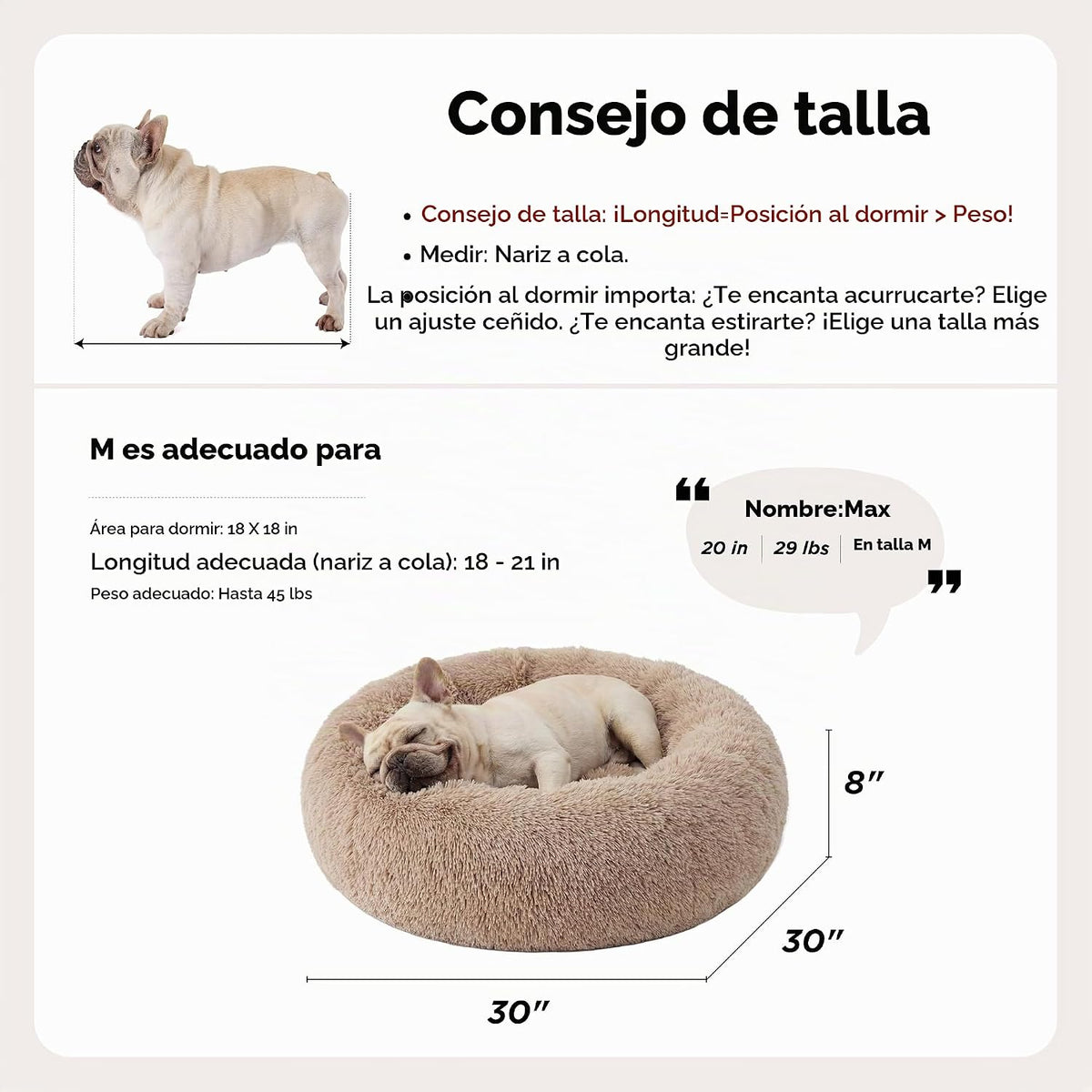 Bedsure Cama calmante para perros de tamaño mediano con forma de dona