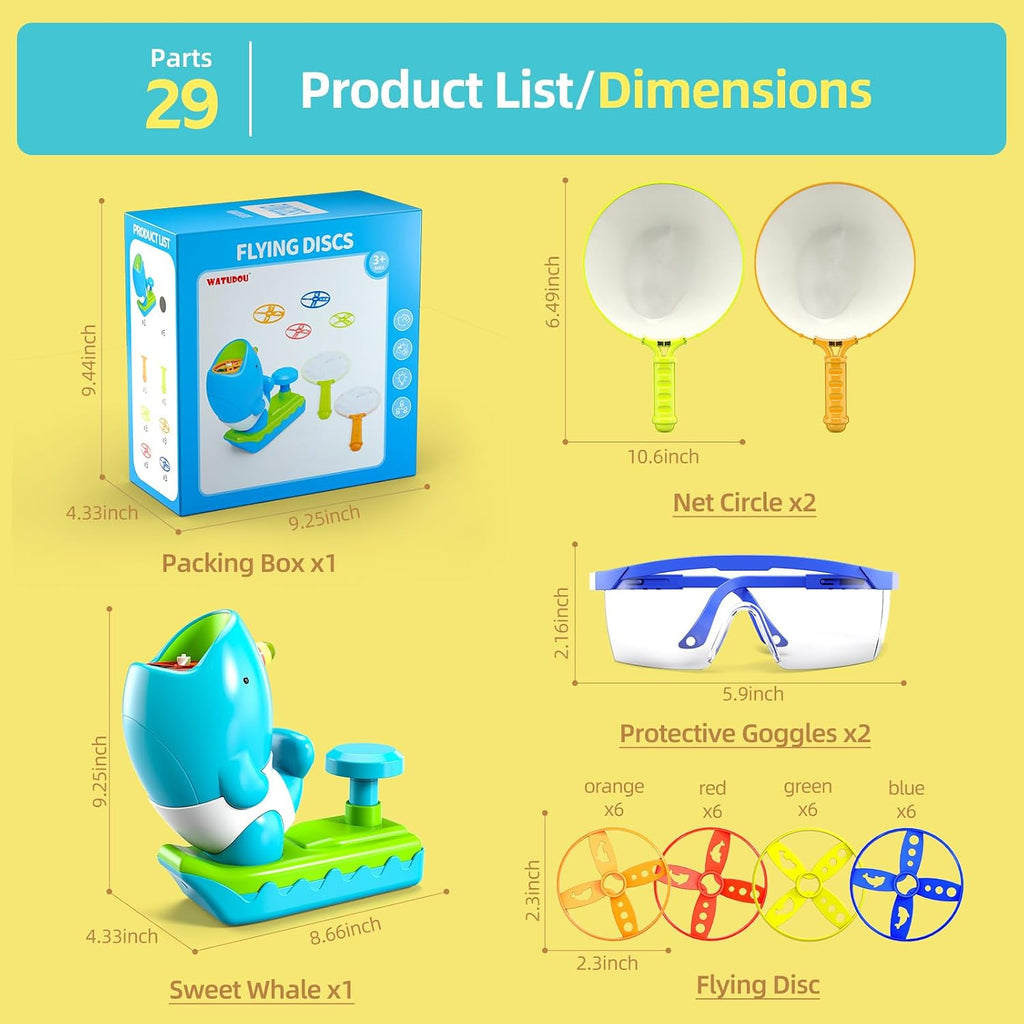 24 piezas de lanzador de discos voladores para interiores y exteriores, juguetes de regalo para niños de 3, 4, 5, 6 años, juguetes para exteriores para niños de 3 a 5 4 a 8 años, ideal para niños de 3, 4, 5, 6 años, regalos de cumpleaños