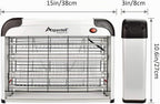 ASPECTEK Exterminador de insectos eléctrico de 20 W, mata insectos para interiores y exteriores cubiertos, trampa para mosquitos, moscas y polillas con malla protectora y cadena colgante para una