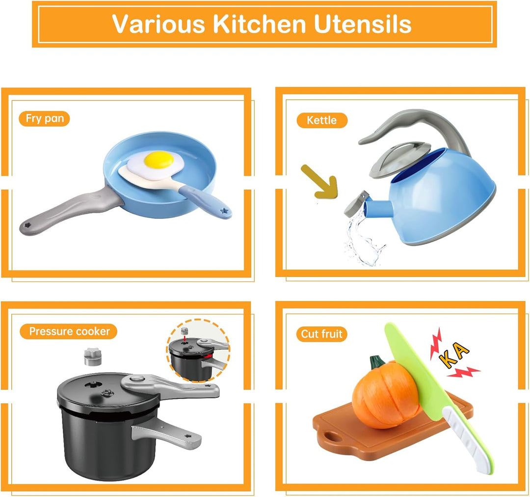 100 piezas de juego de cocina, ollas, sartenes, utensilios de cocin...