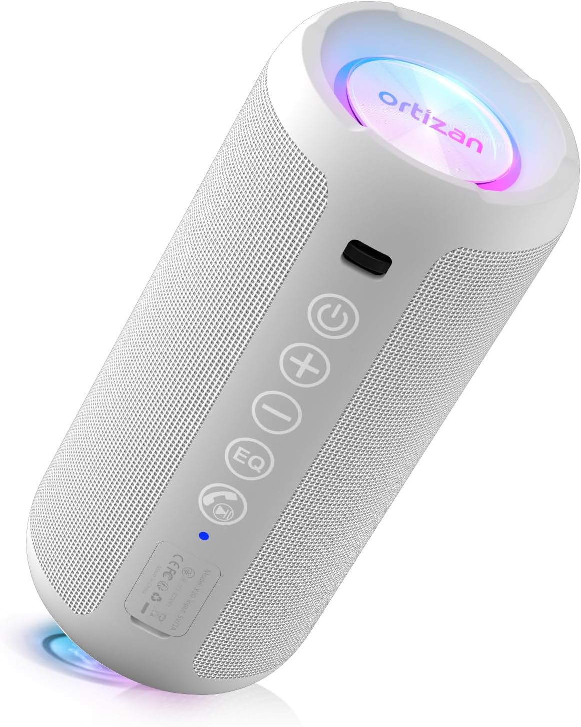 Ortizan Altavoz Bluetooth portátil: IPX7 impermeable, 24W sonido fuerte, Blanco
