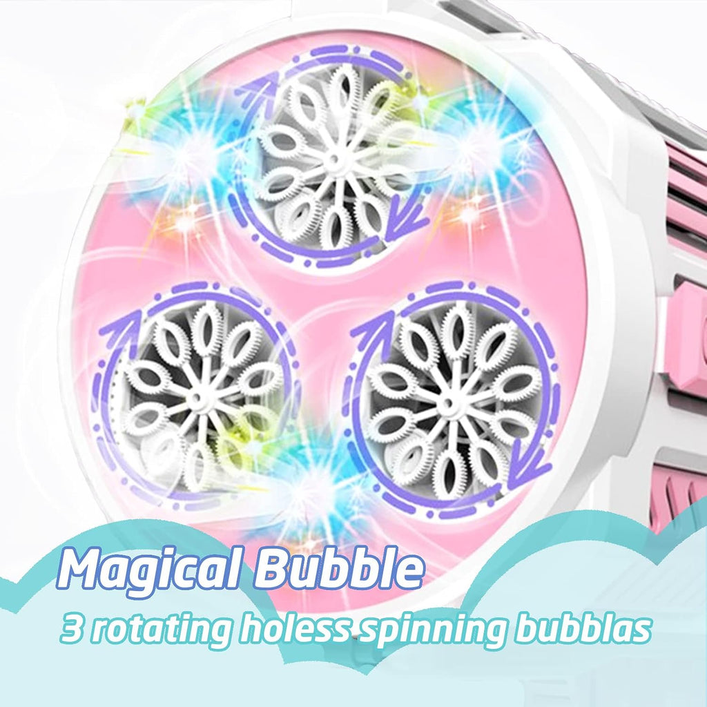 Pistola automática de burbujas Gatling con 2 baterías recargables, produce decenas de miles de burbujas/minuto, incluye vista y linterna, ABS probado en caídas, juguete de máquina de burbujas para niños y adultos, fiesta, boda