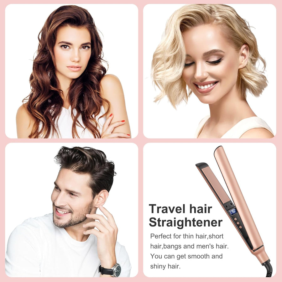 Mini plancha plana, mini plancha de pelo de cerámica para cabello c...
